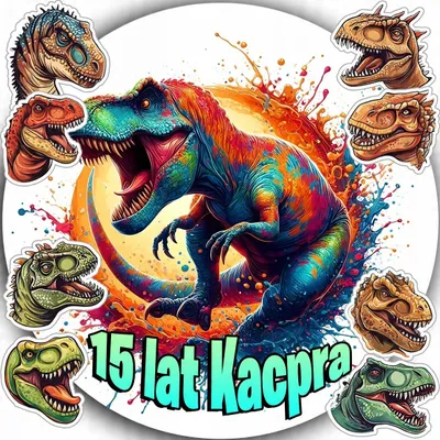Zdjęcie produktu dla Opłatek Na Tort 20Cm - Dinozaur Dino Dekoracja Urodzinowa + Imię 15Cm 18Cm