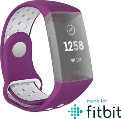 Produktbild von Silikon-Sportarmband für Fitbit Charge 3/4, lila/grau, universal