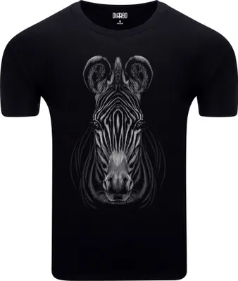 Produktbild von Diarbo Herren T-Shirt mit Aufdruck Wildtierporträts Zebrakopf Schwarz Gr.M