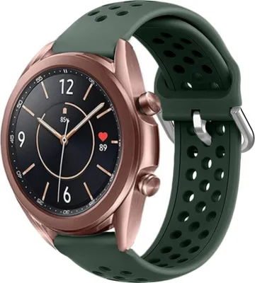 Produktbild von Strap-it Samsung Galaxy Watch 3 - 41mm Silikonarmband mit Löchern (Armeegrün)