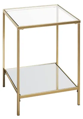Productafbeelding van Bijzettafel in goud metaal en glas 39 x 55 x 39 cm