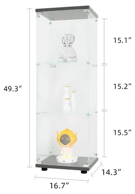 Immagine prodotto di Vetrina espositiva - Vetrina per collezionisti - 3 ripiani - Ante in vetro - Design moderno minimalista - 125,2 x 42,4 x 36,3 cm - Nero