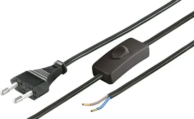 Produktbild von Euro Kabel zum Konfektionieren mit Schalter; 1,5 m, Schwarz, Schwarz