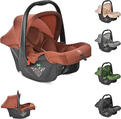 Image de Lorelli Coque bébé i-Size Joy (40 - 87 cm) réglable, toit pliant, mousse à mémoire de forme marron