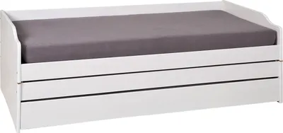 Produktbild von Funktionsbett "Lotar" aus Massivholz in Weiss. Abmessungen (BxHxT) 97x65x209 cm
