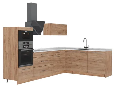 Produktbild von Eckküche Vicco Fame-Line Goldkraft Eiche/Goldkraft Eiche 287 x 60 cm, AP Marmor, Model 63503