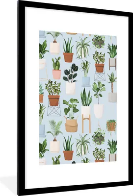 Produktbild von MuchoWow® MuchoWow® Gerahmtes Poster Pflanzen - Blumentopf - Hängender Blumentopf 60x90 cm - Poster mit zchwarzem Bilderrahmen - Dekoration - Wandposter Wohnzimmer - Hochwertig