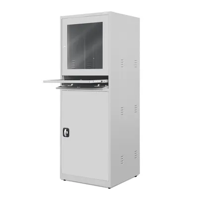 Image de Armoire informatique Armoire industrielle PC Armoire informatique Postes de travail Secrétaires Armoire métallique Armoire de stockage avec tiroir 175x64x63 cm Gris