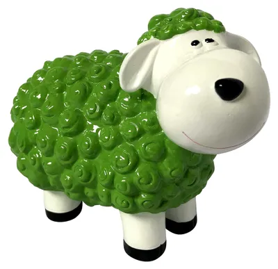 Produktbild von Lustige Gartenfigur Schaf - Wetterfeste Deko für außen (Grün)