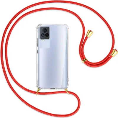 Produktbild von Handykette Backcover-Schutzhülle mit Band (Metall goldfarben) für vivo IQOO 7 - rot