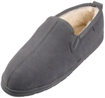 Produktbild von Harrys-Collection Herren Halbschuh Lammfell Hausschuhe, dunkelgrau, 45