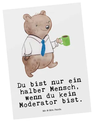 Produktbild von Mr. & Mrs. Panda Postkarte Moderator Herz - Weiß - Geschenk, Postkarten, Grußkarte, Fotokarte, Ansichtskarten, Ansichtskarte