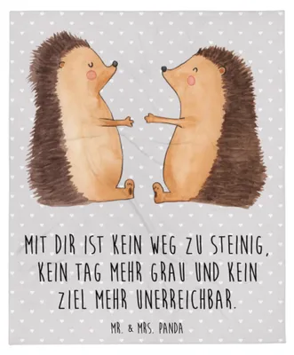 Produktbild von Mr. & Mrs. Panda Decke Igel Liebe - Grau Pastell - Geschenk, Hochzeit, Hochzeitstag, Freundin, Jahrestag, Kuscheldecke, Schlafdecke, Bettdecke, Tagesdecke, Wohndecke