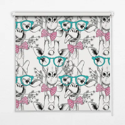 Produktbild von Seitenzug-Rollo Fensterrollo Jalousie - Lichtdurchlässig Springrollos - 80x240 cm - Giraffe mit Brille