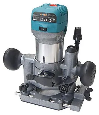 Immagine prodotto di Set fresatrice elettrica manuale KATSU per legno e bordi 220 V 710 W con 3 basi + 3 pinze di serraggio da 6 mm, 8 mm e 10 mm