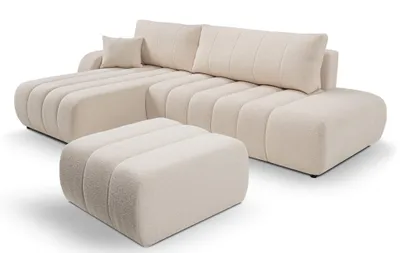 Produktbild von DOMO-HOME Ecksofa mit Schlaffunktion BALOO – Modernes Design | Hohe Funktionalität | Komfortable Sitzfläche | Langlebige Materialien | Einfache Montage | Farbe weiß | Links