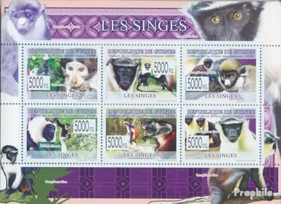 Produktbild von Briefmarken Guinea 2009 Mi 6475-6480 Kleinbogen (kompl. Ausgabe) postfrisch Affen