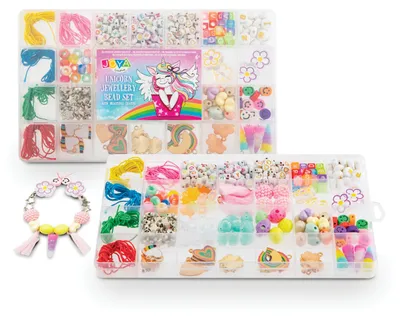 Produktbild von Joya Creative Einhorn Schmuckherstellungsset – DIY Perlenset mit Einhorn-Anhängern für Mädchen