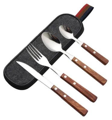 A set of cutlery in a carrying case.