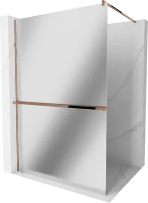 Produktbild von Mexen Kioto+ Duschwand mit Ablage und Reling 90 x 200 cm, Spiegel 8 mm, Rosa Gold - 800-090-121-60-50