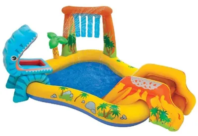 Produktbild von INTEX 57444NP -Playcenter - Dinosaurier Playcenter mit Rutsche (249x191x109cm) Dino Planschbecken