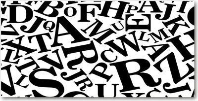 Produktbild von Tulup Glas-Bild -140x70- Wandkunst Dekorative Wand für Küche & Wohnzimmer - Sonstige - Buchstaben Alphabet - Schwarzweiß