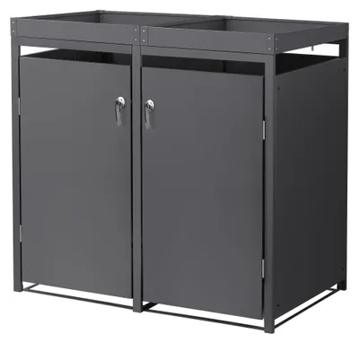 Obrázek produktu pro ML-Design box na odpadky 2 se stříškou pro 2 odpadkové koše, 240L 132x80x124cm antracit, ocel, odolný proti povětrnostním vlivům/uzamykatelný