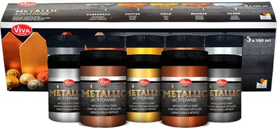 Produktbild von ViVA DECOR Acrylfarben-Set "Metallic" 5-teilig auf Wasserbasis