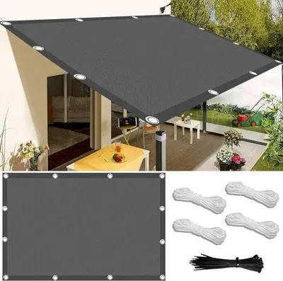 Obrázok produktu pre Vodotesná obdĺžniková slnečná plachta - 15 x 2 metre - tieniaca sieť - upevňovacia šnúra - ochrana pred slnkom - balkón terasa záhrada