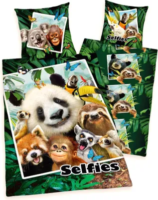 Zdjęcie produktu dla Jeden rozmiar dla wszystkich|Selfies Jungle zestaw pościeli 135 x 200 cm + 80 x 80 cm 4420406050
