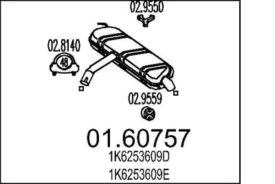 Produktbild von MTS 01.60757 Endschalldämpfer für VW Golf V Schrägheck (1K1) Auspuff