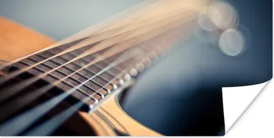 Produktbild von MuchoWow® Poster Nahaufnahme der Saiten einer akustischen Gitarre 80x40 cm - Wanddeko