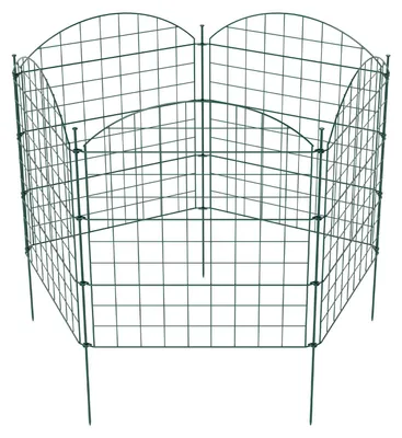 Produktbild von Eikuavons Teichzaun 5-teilig Grün aus Metall, Steckzaun für Garten und Tiere, Konvex