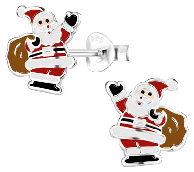 Produktbild von Ohrstecker Weihnachten: 925 Silber Ohrringe „Weihnachtsmann oder Weihnachtsbaum“ Weihnachtsmann (Santa Claus)