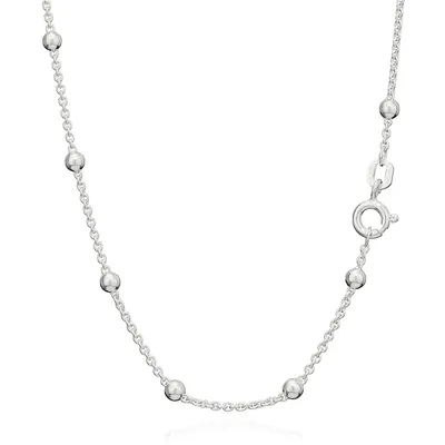Produktbild von 925er Sterling Silber Kette Collier 45cm Ankerkette Rund mit 24 Kugel 1878