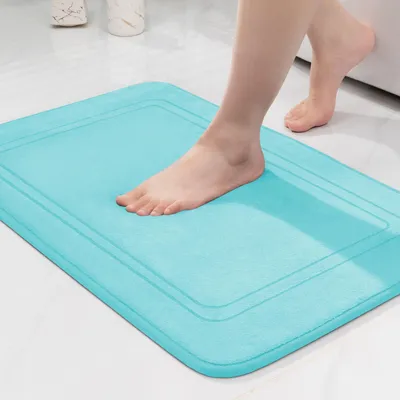 Produktbild von Rutschfeste Badematte, weiche Badematte, saugfähige Badematte, Duschmatte, Fußmatte fürs Badezimmer, türkis, 50 x 80 cm
