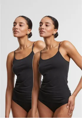 Produktbild von Urban Classics Top Damen Ladies Basic Tank Top Baumwolle 2-Pack schwarz M