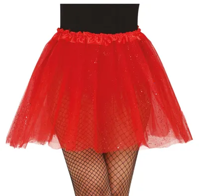 Productafbeelding van Carnavalsrokje, blauw, met glitter, danskostuum, feestelijke outfit, stijlvolle rok, elegant, sprankelend, dromerig, partyaccessoire, glanzend, fantasierijk, kleur: rood
