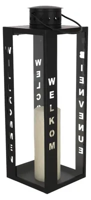 Image de Lanterne Welcome - Noir - 15,4 x 15,4 x H 45,3 cm