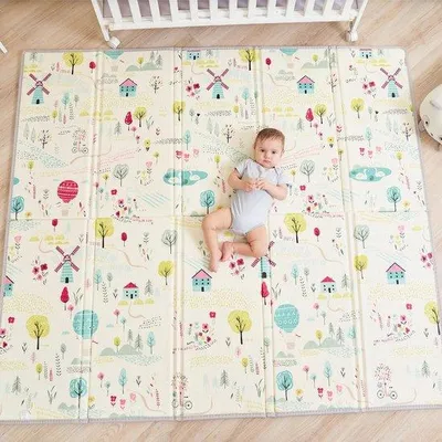 Produktbild von Famanu XXL Umkehrbare Schaumstoff Baby Spielmatte 180x200 cm - Lernspielmatte für die sensorische Entwicklung