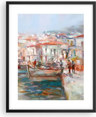 Produktbild von Gerahmtes Poster - Schwarzer Rahmen - Insel Boote Hafen - 40x50 cm - Wand Bild - Wanddeko - Wandbilder - Kunstposter - Wandposter - Bilderrahmen - Bilder - Kunstdruck - P2BPA40x50-4852