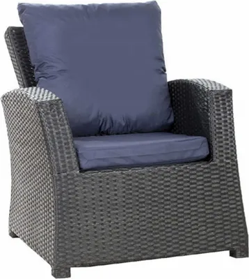 A single outdoor chair with cushions.