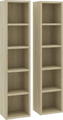 Produktbild von CD-Regale 2 Stk. Sonoma-Eiche 21x16x93,5 cm Holzwerkstoff