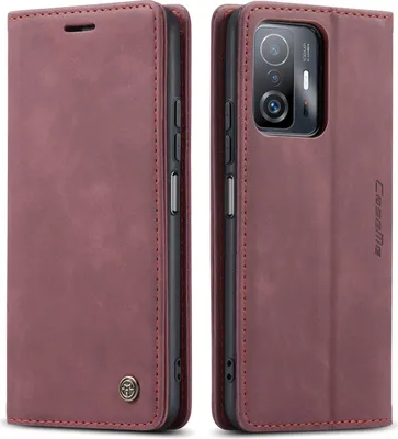 Obrázek produktu pro Xiaomi Mi 11T Pouzdro, RetroPolyuretanKožené Pouzdro s Funkcí Stojánku pro Xiaomi Mi 11T / Mi 11T Pro červené