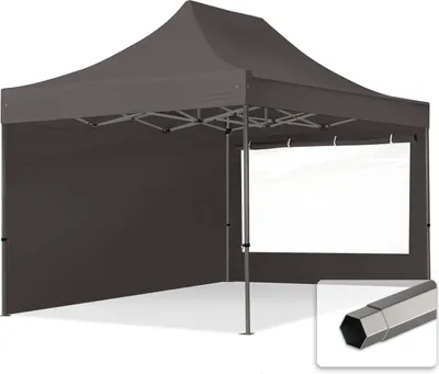Immagine prodotto di TOOLPORT 3x4,5m gazebo pieghevole con laterali (finestre panoramiche), PREMIUM acciaio, grigio scuro
