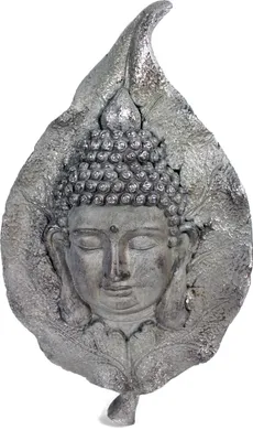 Produktbild von Wandskulptur Blatt mit Buddha Wanddekoration 59x35x10cm Figur Gartenfigur Skulptur