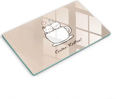 Produktbild von Glasschneideplatte - Herdabdeckplatte - 30x52 cm - Schneidebrett - Spritzschutz - Motiv: Guten Kaffee!