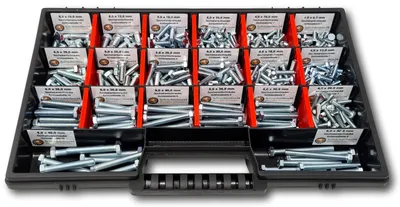 Produktbild von Sechskantschrauben Sortiment M4-M5-M6 // 8mm-50mm 350 tlg. Schraubenbox DIN 933 Vollgewindeschrauben Maschinenschrauben Sechskantschrauben