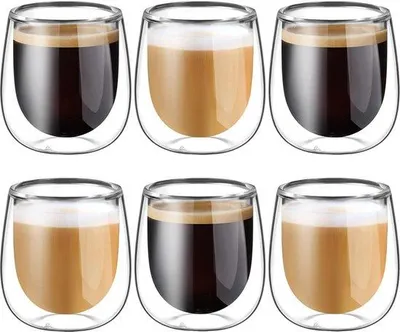 Produktbild von Doppelwandiger Glasbecher - 100ml - 6er-Set - Borosilicatglas