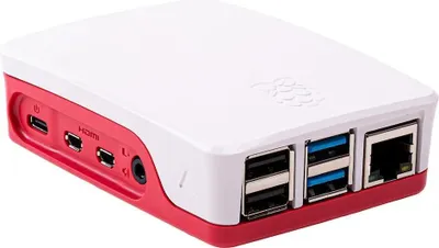 Produktbild von Plastové pouzdro Raspberry Pi 4 Original White / Red